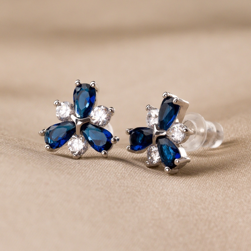 Cercei argint Classy Intense Blue zirconia