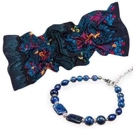 GIFT: Sal Marina D'Este arabesque dark blue lapis lazuli and rhinestone bracelet