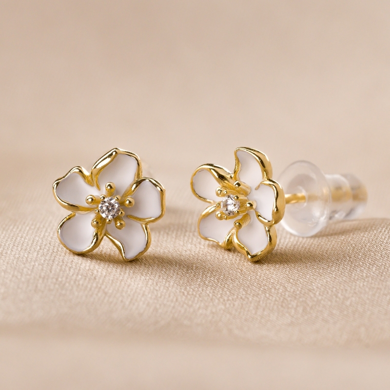 Sterling Silver Earrings Soul in White gold