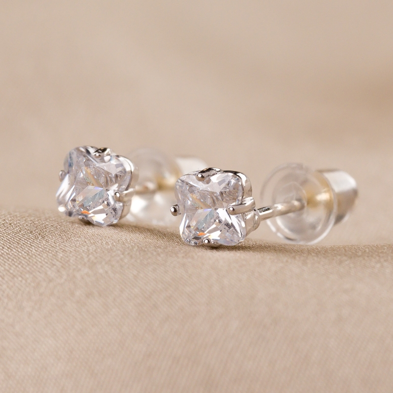 Sterling Silver Earrings Minimal 4Everyday zirconia