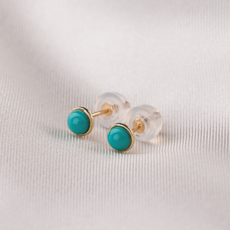 Cercei aur 14K Minimal Turquoise
