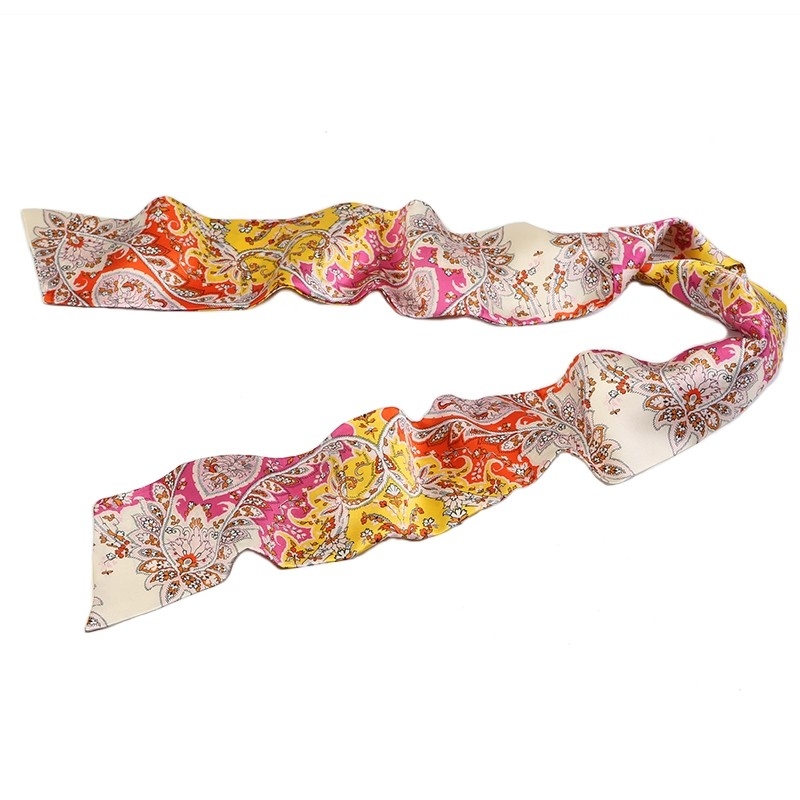 Paisley yellow  orange Silk Scarf