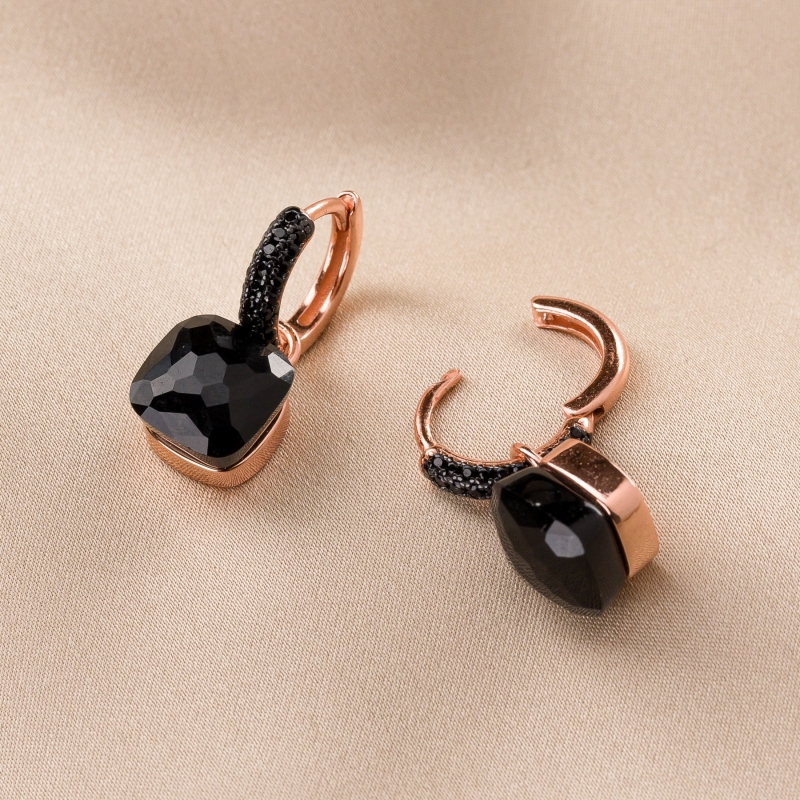 Sterling Silver Earrings Temptation Black Cz