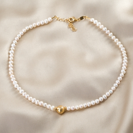 Colier argint Glamour Gold Pearls