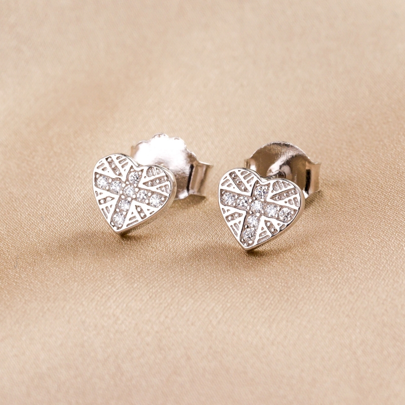 Sterling Silver Earrings Faith & Love zirconia