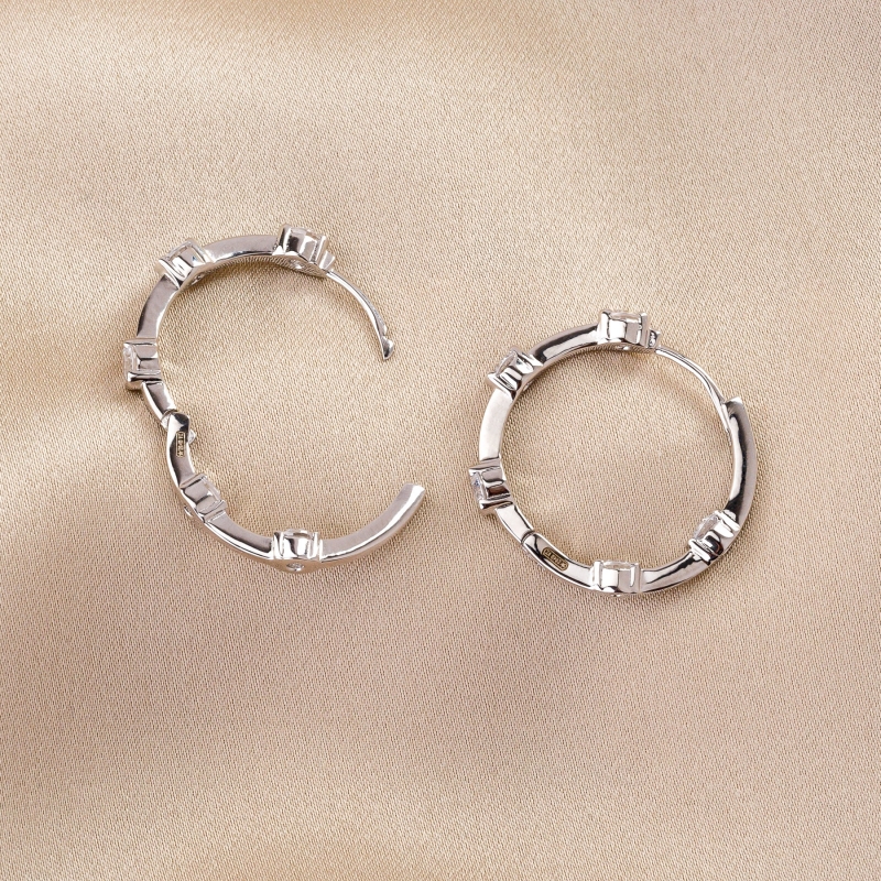 Cercei argint Creole Mini Solitaire zirconia