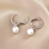 Sterling Silver Earrings Creole White Pearl zirconia