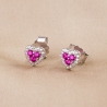 Sterling Silver Earrings Pretty Love zirconia pink