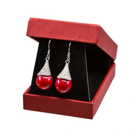 Silver earrings red coral lily