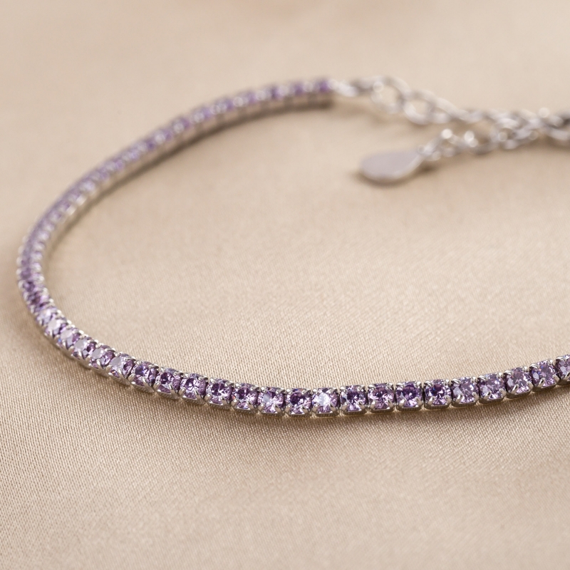 Bratara argint Tennis Pale Mauve zirconia