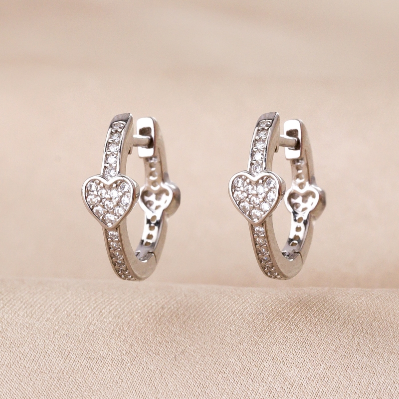 Sterling Silver Earrings Duo Love