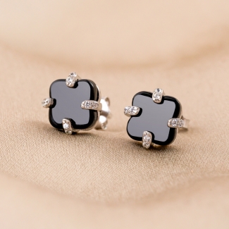 Sterling Silver Earrings Minimal Onix