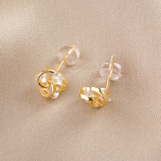 Sterling Silver Earrings Minimal Flower design gold