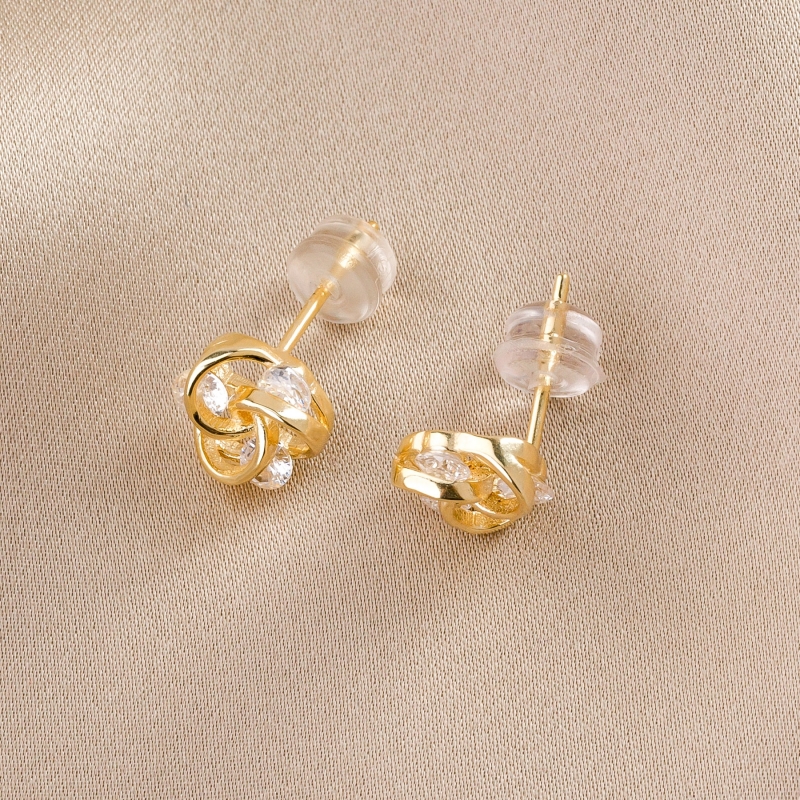 Sterling Silver Earrings Minimal Flower design gold
