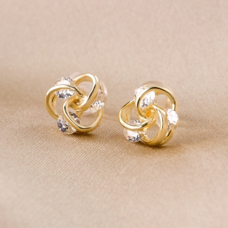 Sterling Silver Earrings Minimal Flower design gold
