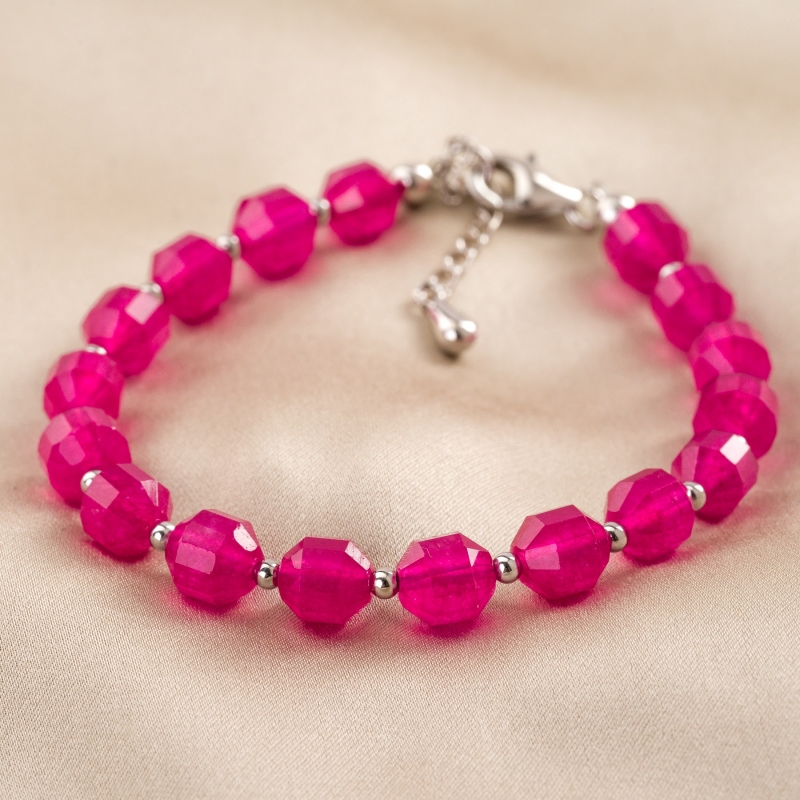 Touch Bracelet barrel pink agate 925 silver