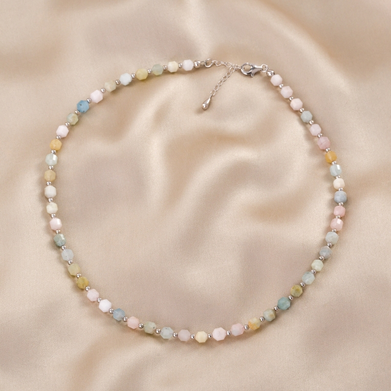 Barrel Morganite necklace 925 silver