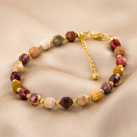 Touch Bracelet barrel indian agate mix 14K gold plated silver