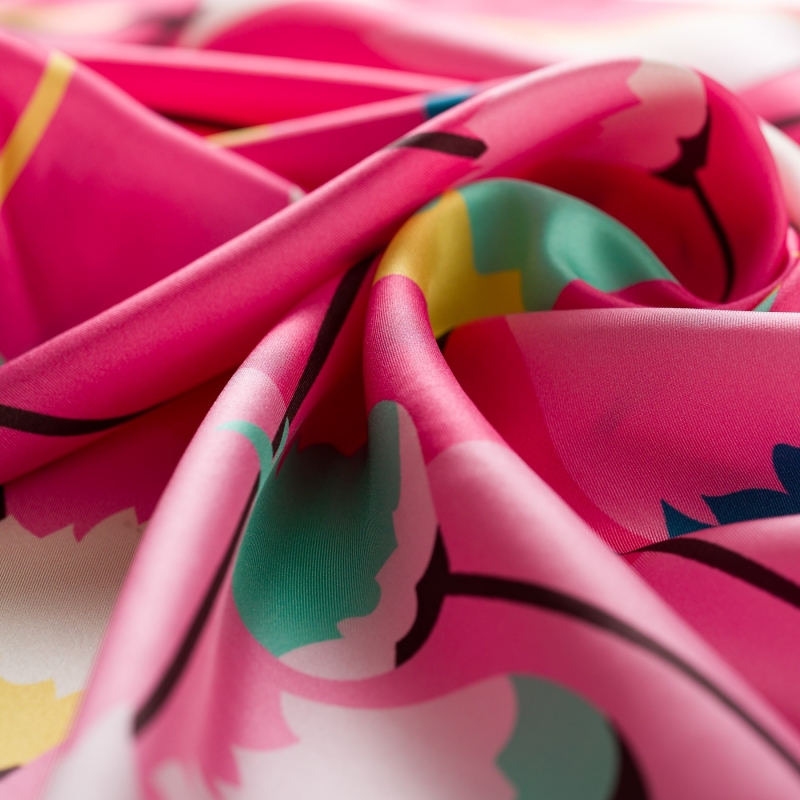 Silk Scarf S Delicate Tulips pink