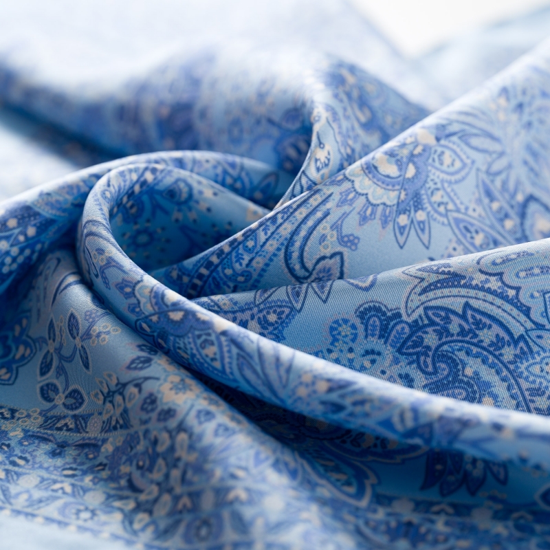 Esarfa matase S twill Paisley Maritim Blue