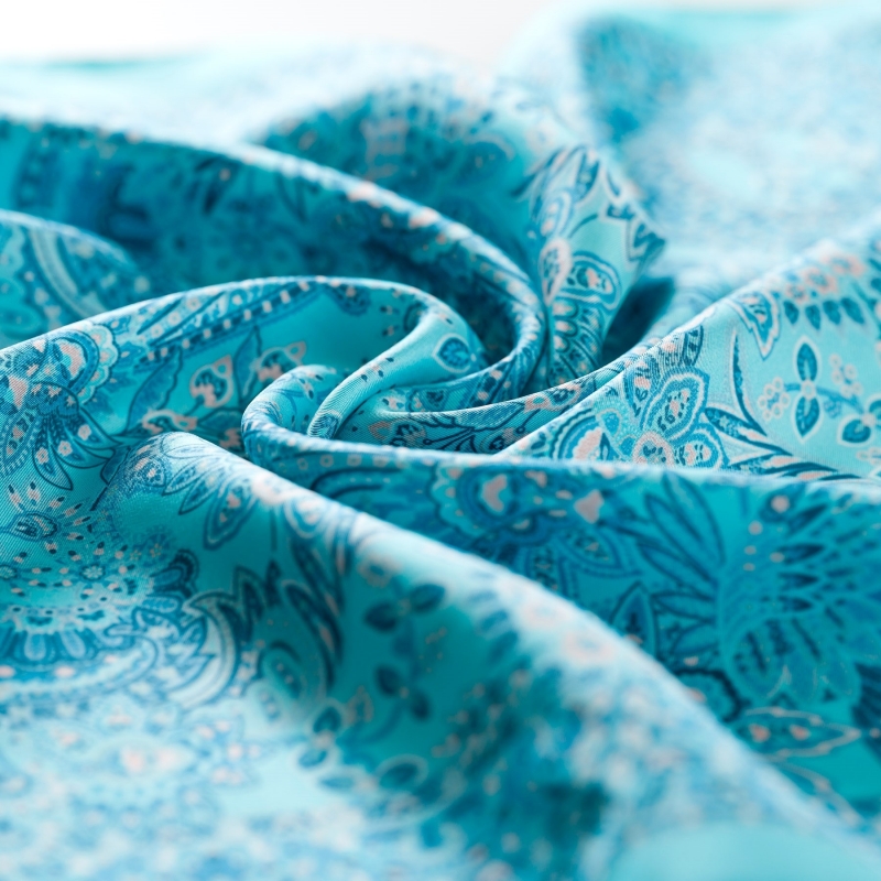Esarfa matase S twill Paisley Maritim Turcoise