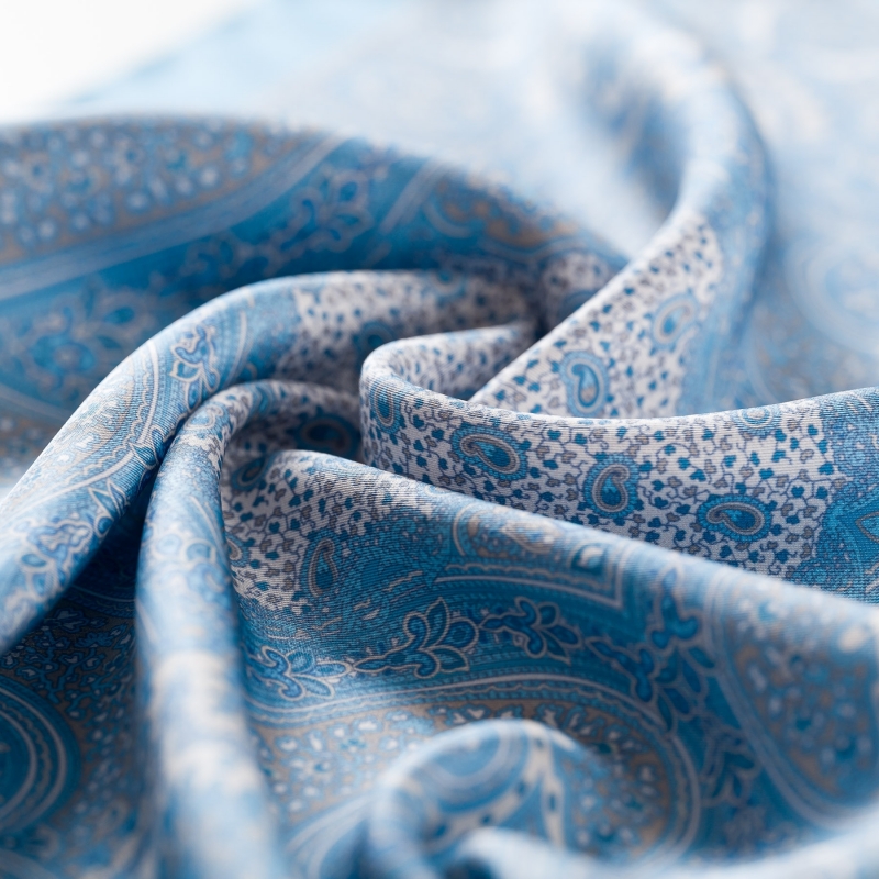 Esarfa matase S twill Jeans Mania Paisley