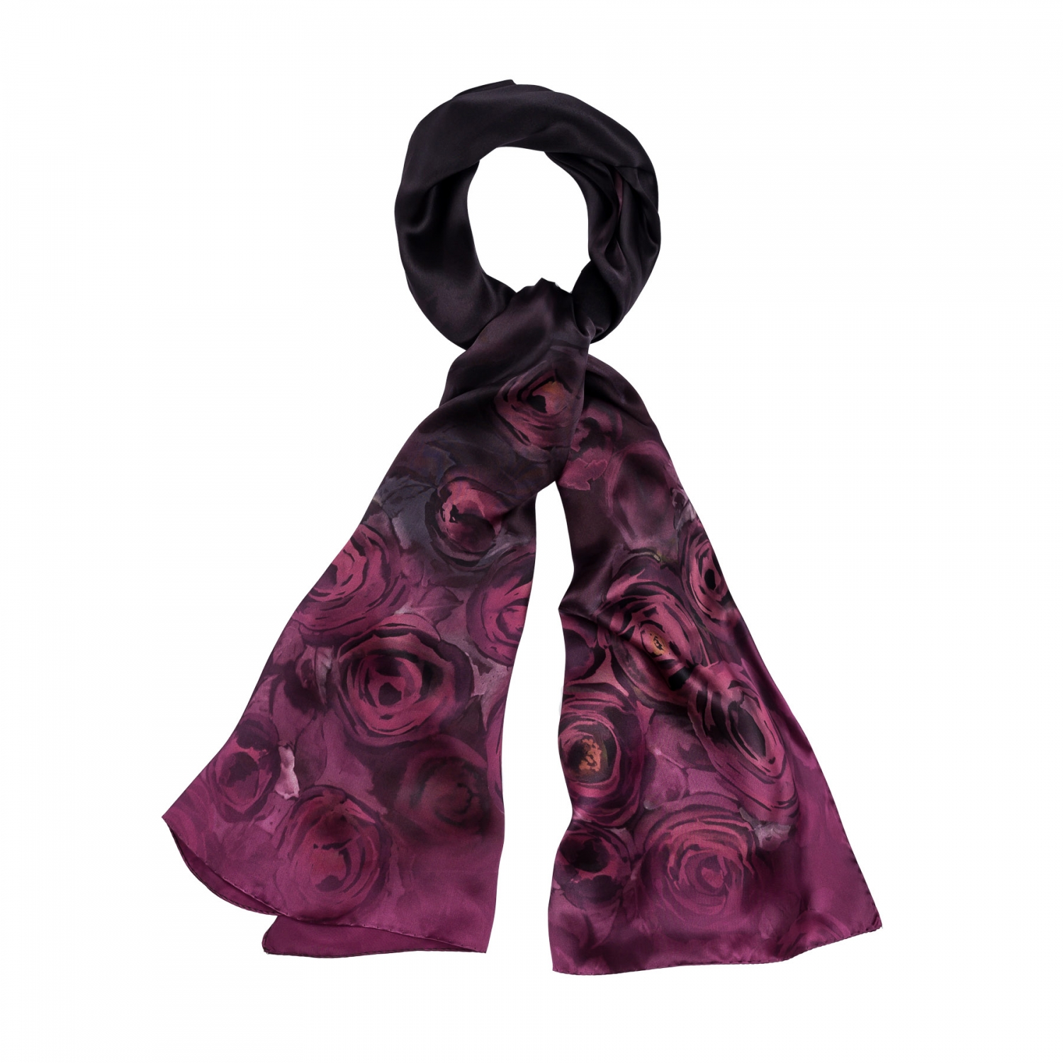 Silk Shawl La Plus Belle Roses purple red
