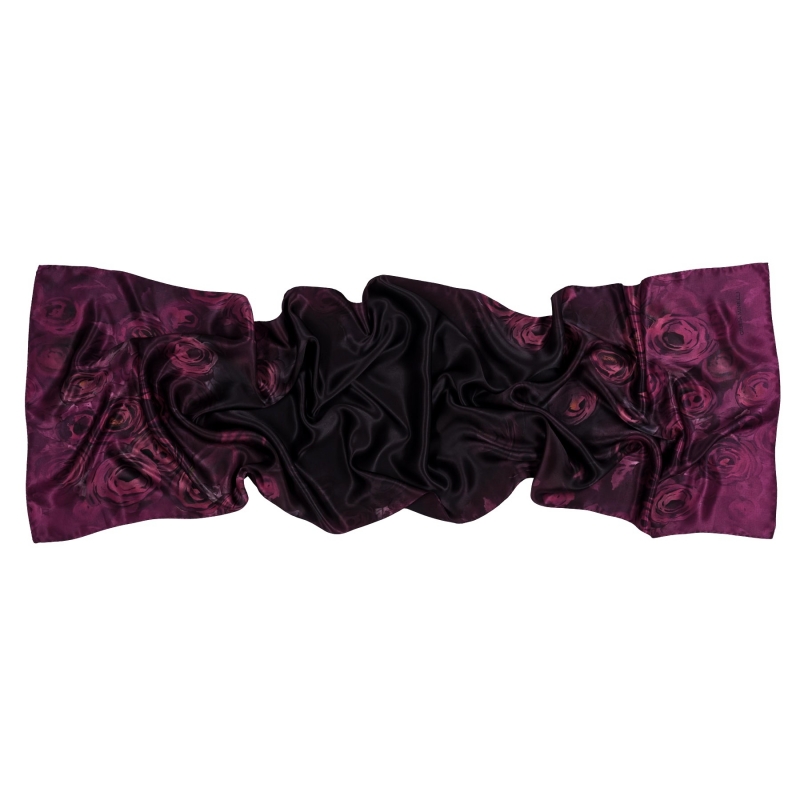 Silk Shawl La Plus Belle Roses purple red