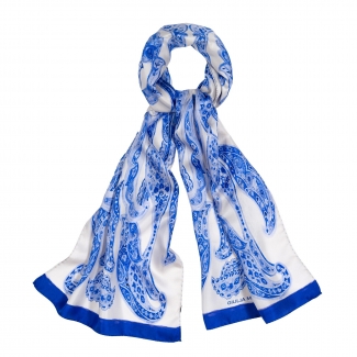 Silk Shawl Benessere paisley blue