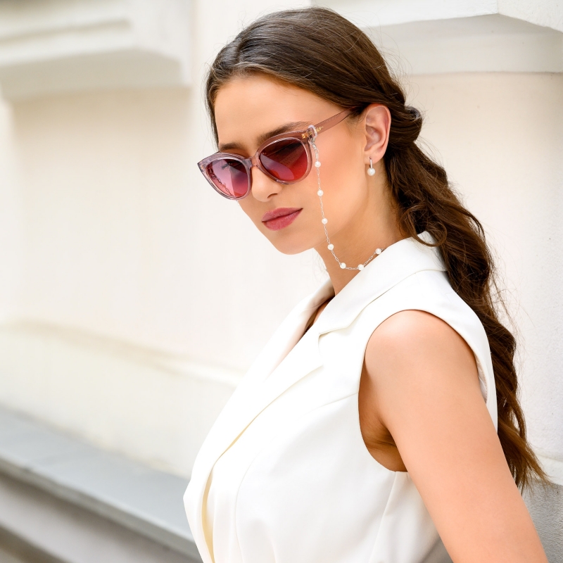 Sterling Silver Necklace 2in1 Glass Chang with white pearls