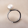 Sterling Silver Ring Adjustable Allure Pearl White