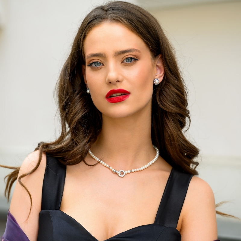 Sterling Silver Necklace Grace with cultured pearls