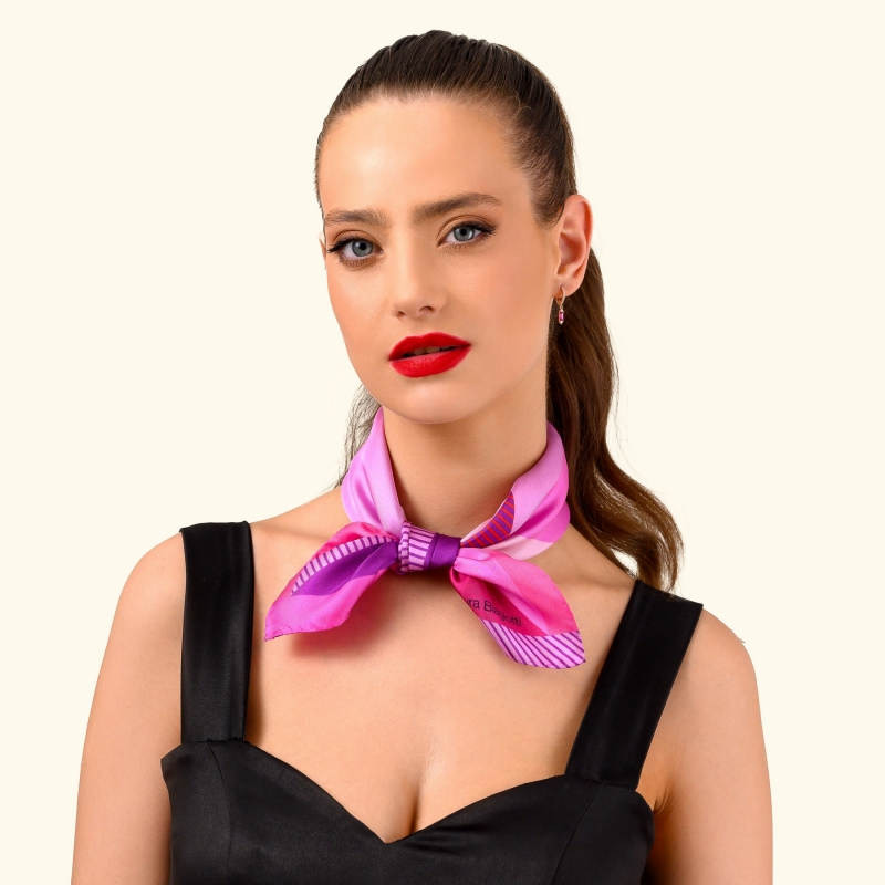 Silk Scarf S Geometry of Pink Colors