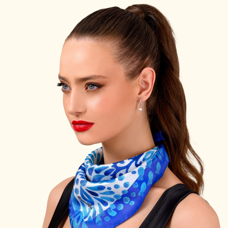 Silk Scarf S Greece Summer marine blue