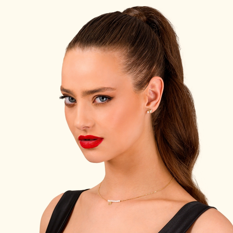 Sterling Silver Earrings Pearl's Innocence gold