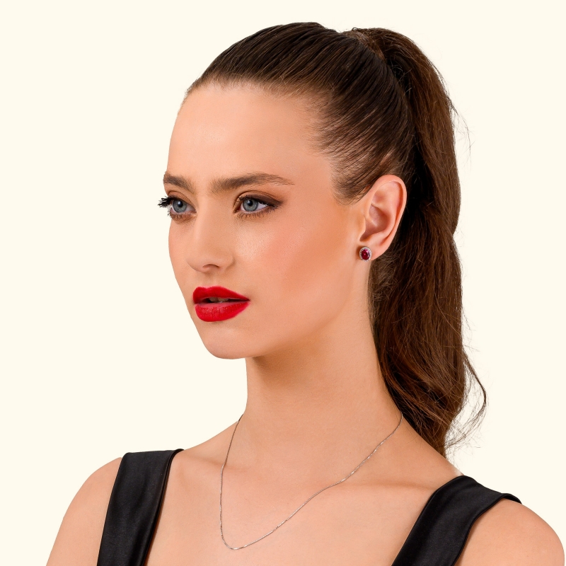 Cercei argint Precious ruby zirconia