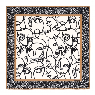 Silk Scarf S twill Manny Faces of Me black