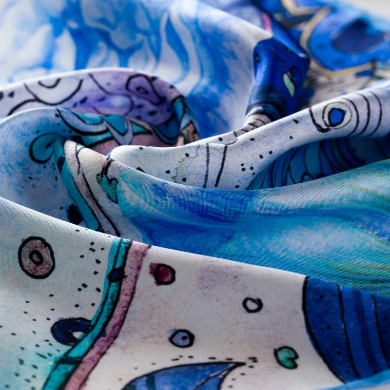 Silk Scarf S twill Imagine the Magic blue