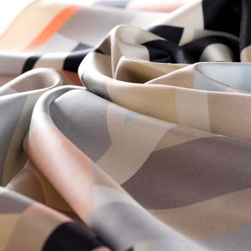 Silk Scarf twill Explore Geometry Beige