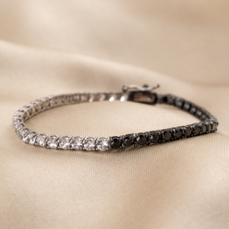 Sterling Silver Bracelet tennis White & Black