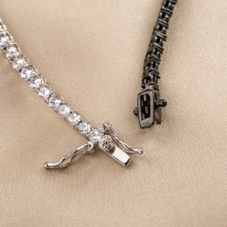 Sterling Silver Bracelet tennis White & Black