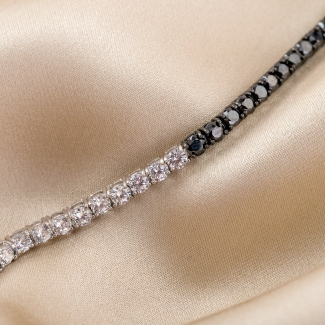 Sterling Silver Bracelet tennis White & Black
