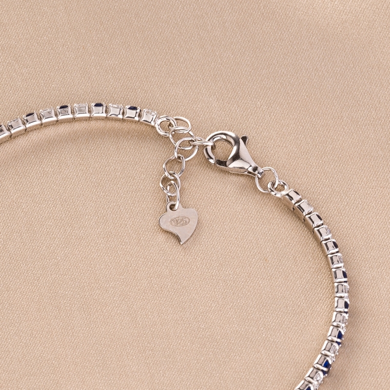 Sterling Silver Bracelet Tennis Mix S White & Dark Blue zirconia 2.0