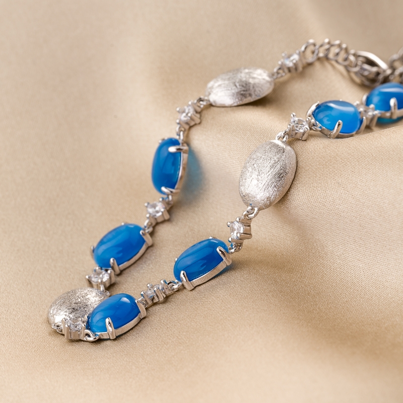 Bratara argint Posh Blue Cat Eye