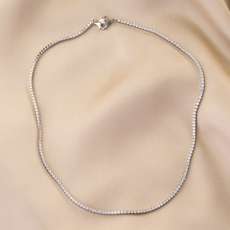 Sterling Silver Necklace Tennis white zirconia 2.0
