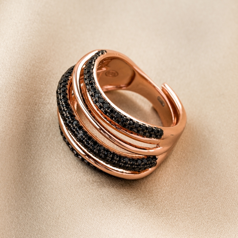 Adjustable Sterling Silver Ring Totally In Love black zirconia