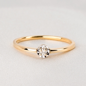 14K Gold Ring Diamonds Minimal New Touch