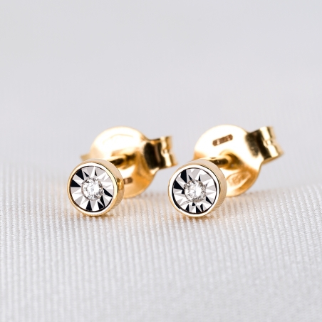 Cercei aur 14K cu diamante Minimal Iconic Solitaire