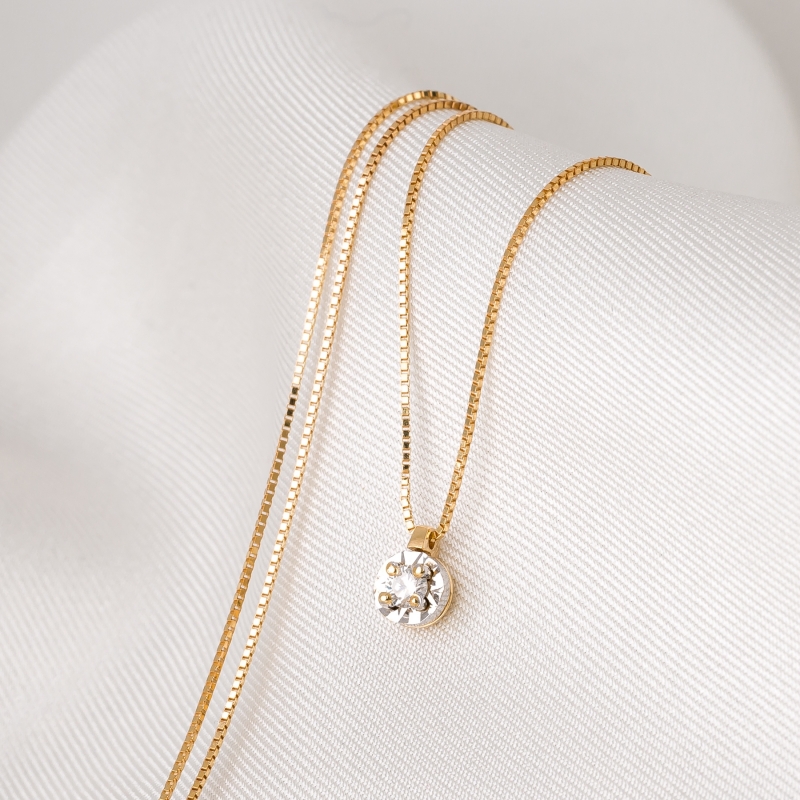 14K Gold Necklace Diamonds Minimal New Touch