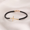 Black Tourmaline with 14K Gold cross charm Bracelet